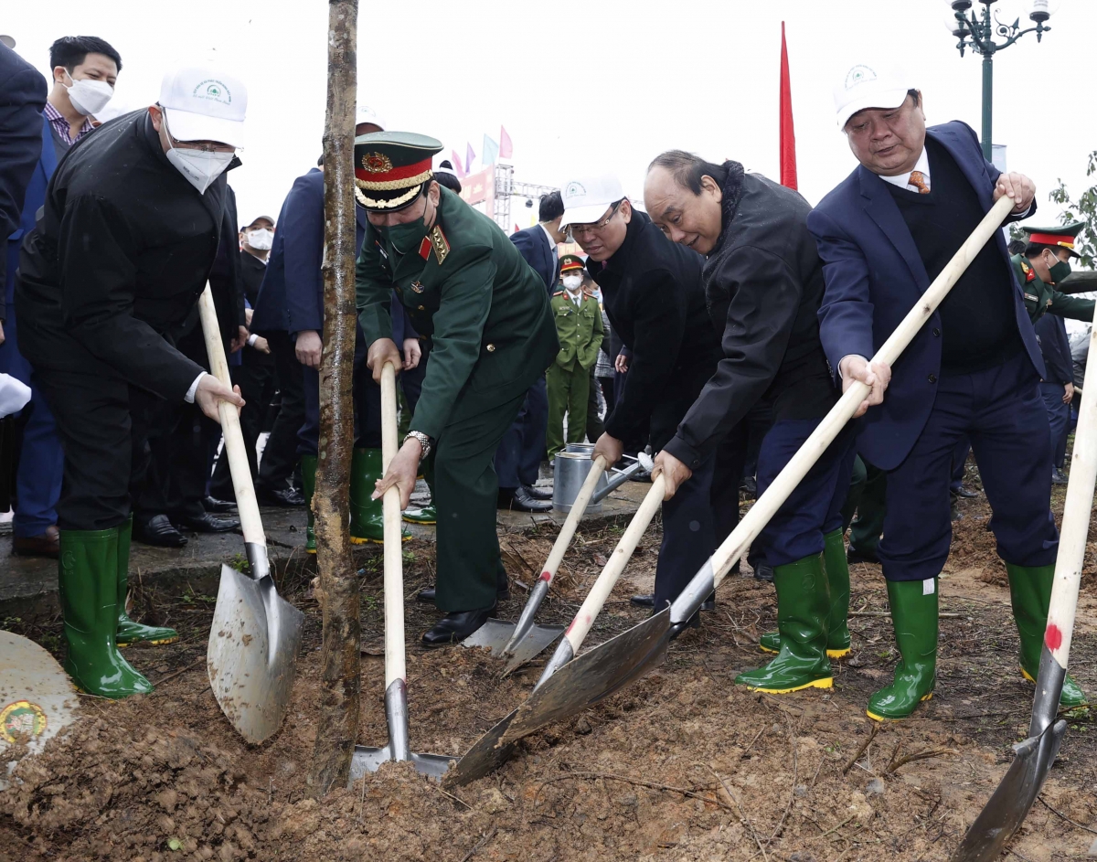 Chủ tịch nước đánh trống tại Đền Hùng phát động Tết trồng cây